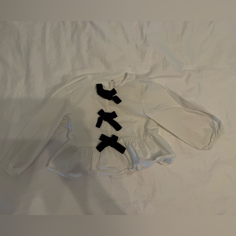 Zara Toddler White Top with Black Bows